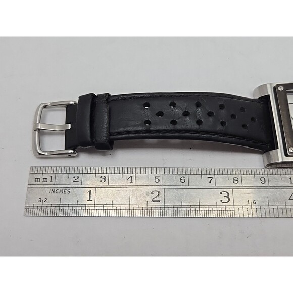 Tourneau Honda Swiss Quartz Rectangular Date Watch Black Leather New Battery - Picture 10 of 14